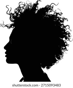 Vista de Perfil de la cabeza y los hombros de una persona, resaltada por un marcado contraste contra un fondo blanco, enfatizando la intrincada textura de su cabello rizado.