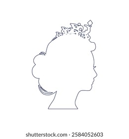 Profile view silhouette of a princess or queen. Cute girl portrait. Fashion branding emblem.