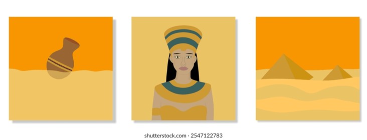 Profile view of woman in ancient Egyptian 