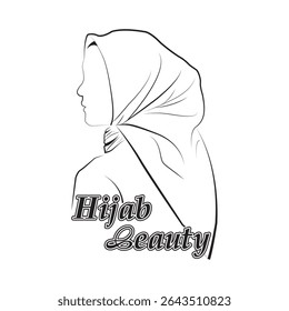 Uma vista de perfil de uma mulher usando um hijab, mostrando o gracioso dape e estilo. As linhas simples e foco no headpiece destacam a beleza da peça de vestuário.