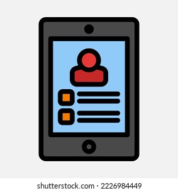 Icono de sitio web de perfil en estilo de línea rellena, uso para presentación de aplicación móvil del sitio web