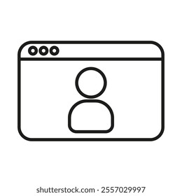 Profile window icon. User avatar interface. Minimalist browser window design. Vector illustration.