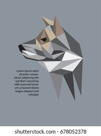 Profile of wolf in polygon style. low poly design in triangles