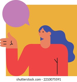 Profile woman with bubble. People flat avatar. Icons for games, online communities, web forums. Vector illustration in flat cartoon style