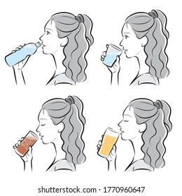 Profile of the woman, Cold drink,
