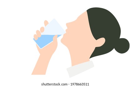 Profile of a woman drinking water