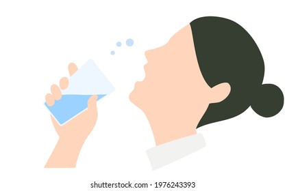 Profile Of A Woman Gargling