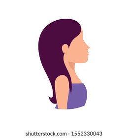 profile of woman head avatar character vector illustration design