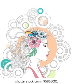 Profile woman illustration