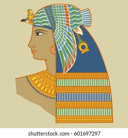 Profile of a woman in the style of ancient Egypt
