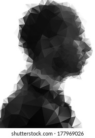 Profile of young man consisted of  triangles.