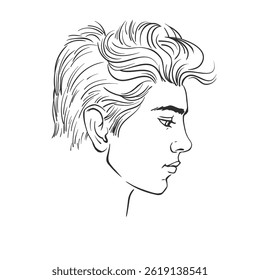 Profil eines jungen Mannes, handgezeichnete Skizze, Vektorgrafik