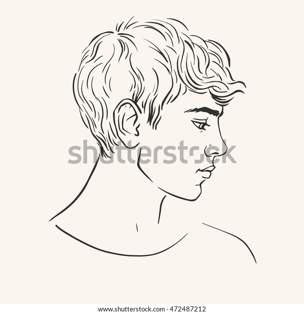 Profile Young Man Short Curly Hair Stock Vector Royalty Free