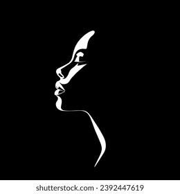 Profile of a young woman in modern minimalist style
