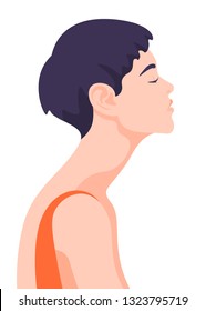 Profile of a young woman with a short haircut. Avatar of a girl with a fashionable hairstyle. Portrait. Vector flat illustration