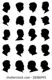 profiled silhouette of man, vector