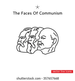 Profiles of Communist ideologists Karl Marx, Friedrich Engels, Vladimir Lenin