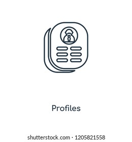 Profiles concept line icon. Linear Profiles concept outline symbol design. This simple element illustration can be used for web and mobile UI/UX.