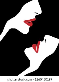 Profiles of the faces of two women are featured in a minimalist fashion and beauty illustration.