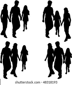 profiles of family - mom, dad, daughter