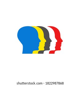 Profile menschlicher Köpfe. Logo für sie. Psychologie-Symbol. Personalzeichen. Minimales Symbol für Gruppentherapie.