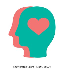 profiles humans with hearts solidarity flat vector illustration design
