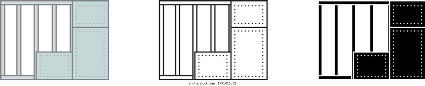 Profiles for plasterboard icon , vector illustration