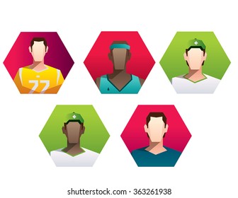 profiles sports faces players vector illustration isolated