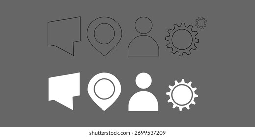 PROFILE,SETTING.MAP E LOCATION ícone design de vetor