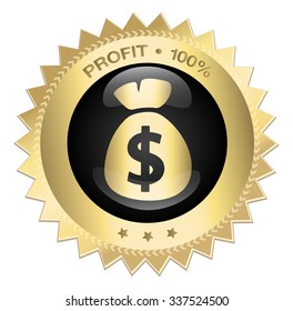 Profit 100% seal or icon