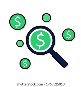 Profit analysis - Black Stroke+Shadow icon vector isolated. Flat style vector illustration.