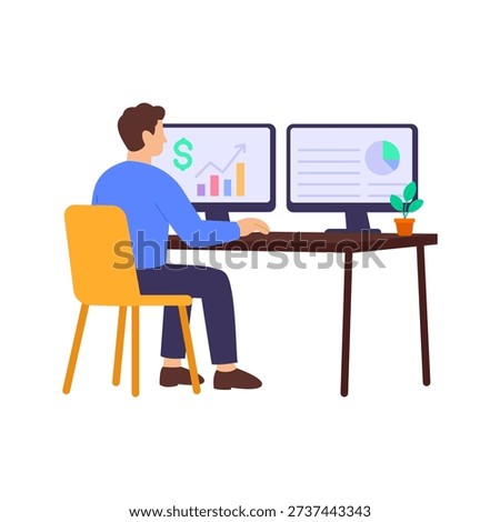 Profit Analysis, examining earnings and cost efficiency, Flat vector character illustration