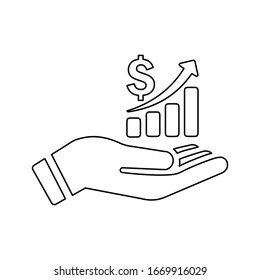 Icono de esquema de análisis de beneficios, crecimiento de ganancias