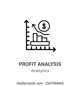 Profit analysis outline vector icon. Thin line black profit analysis icon, flat vector simple element illustration from editable analytics concept isolated on white background