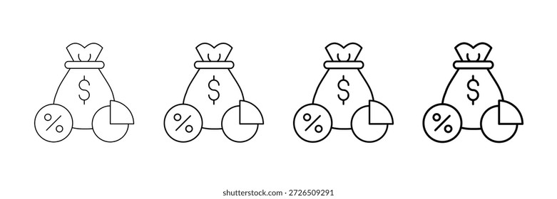 Vetor De Ícones Da Área De Lucro Definido Em Um Estilo De Linha De Traçado Diferente