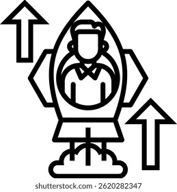 Profit Boost Icon Line Vector Illustration