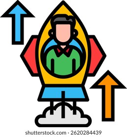 Profit Boost Icon Lineal Color Vector Illustration