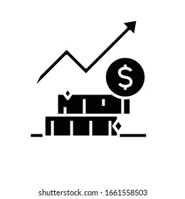 El beneficio cambia el icono negro, la ilustración conceptual, el símbolo plano vectorial, el signo de glifo.