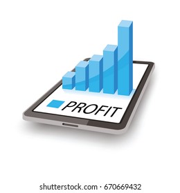 profit chart displayed on tablet - three-dimensional  concept 