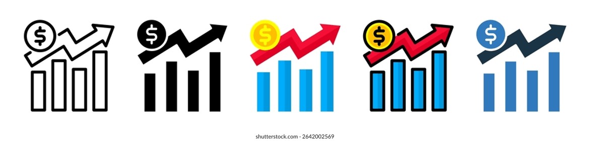 Profit Chart Icon Multiple Style Vector Illustration