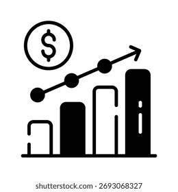 Icono de gráfico de ganancias que representa el crecimiento del comercio electrónico, los datos de ventas y el análisis