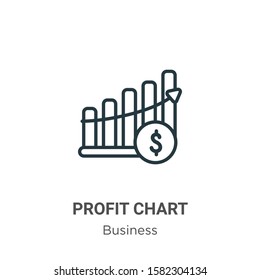 Profit chart outline vector icon. Thin line black profit chart icon, flat vector simple element illustration from editable business concept isolated on white background