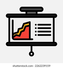 Icono de presentación de gráfico de beneficios en estilo de línea rellena, uso para presentación de aplicación móvil del sitio web