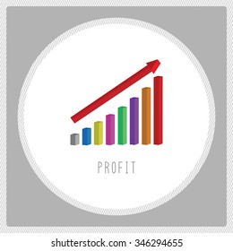 Profit chart with rising arrow on background.