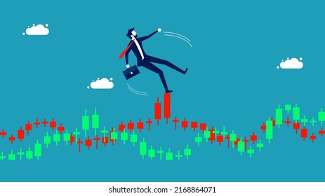 Profit chart volatility or the up and down volatility of the stock market. investment and business concept