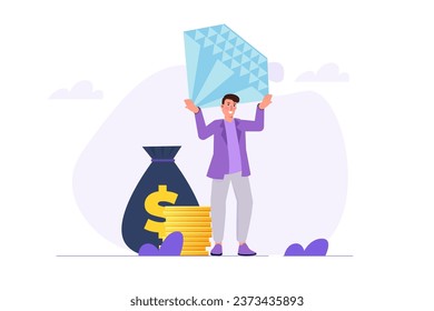 Concepto de beneficio o valor de empresa. Ilustraciones vectoriales para banner, sitio web, página de inicio, volante.
