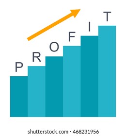 Profit concept with growth chart and arrow.