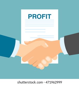 Profit concept handshake. Making progress in business and finance.