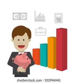 Profit  concept with money and business icons design, vector illustration 10 eps graphic.