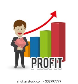 Profit  concept with money and business icons design, vector illustration 10 eps graphic.
